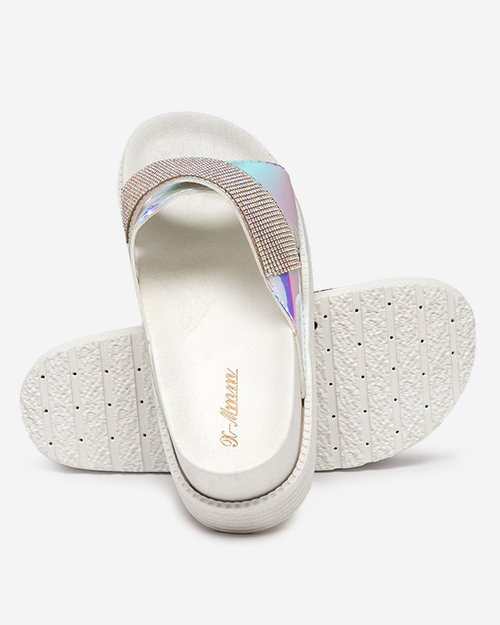 Жіночі білі голографічні тапочки з блискітками Keliso - Взуття