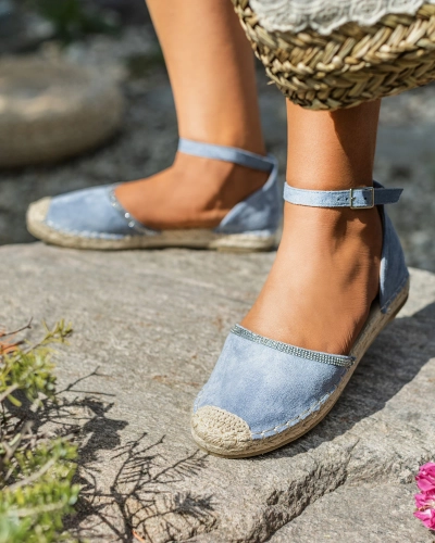 Royalfashion Dámské espadrilky se zirkony v modré barvě Rieta