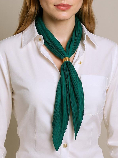 Apollonia Verde – Zelená Plisovaná Apaszka z Polyesteru Dámská Eleganza