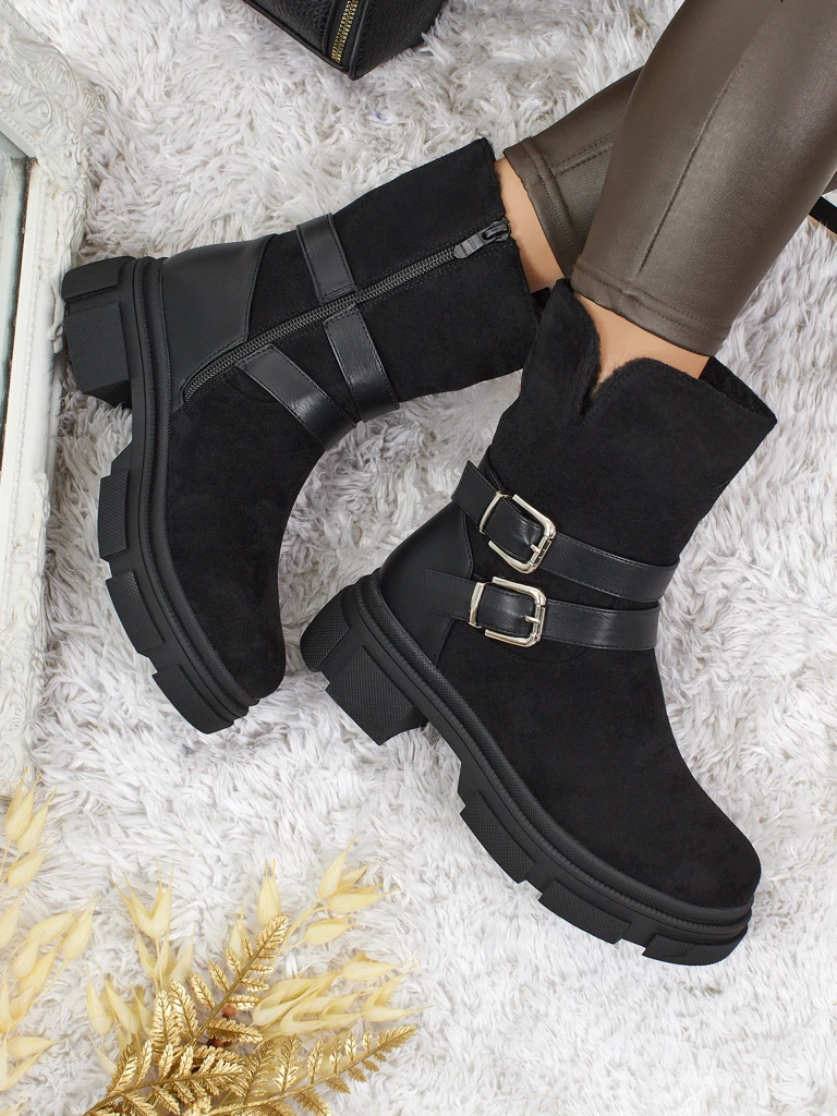 Vyšší dámské eko semišové kotníkové boty Callire