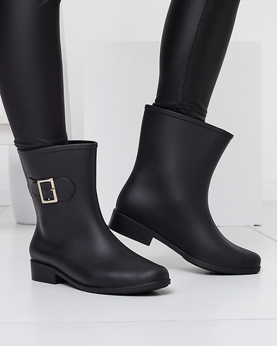 Matné černé dámské holínky do deště s přezkou Safoci - Obuv