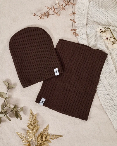 Royalfashion Зимовий набір універсальний - шапка-біні та шарф-баф