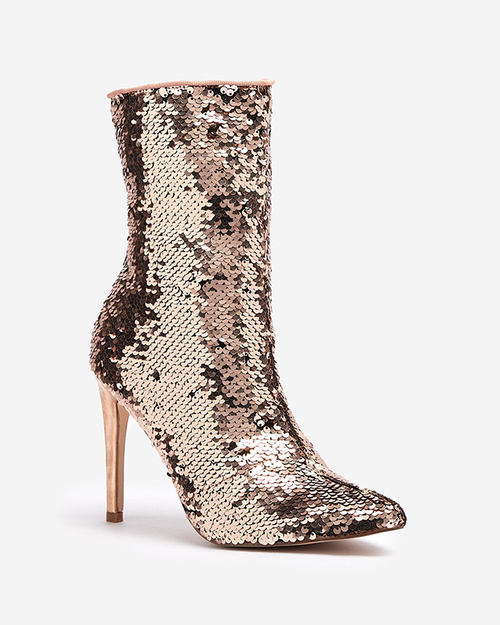 Рожево-золоті жіночі чоботи з паєтками Lexillo- Footwear