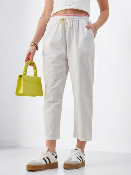 Royalfashion бавовняні широкі жіночі штани з поясом