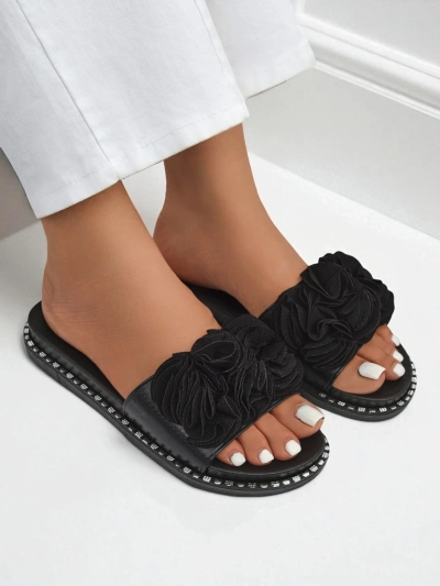 Royalfashion Dámské pantofle s plochou podrážkou Flora Verde