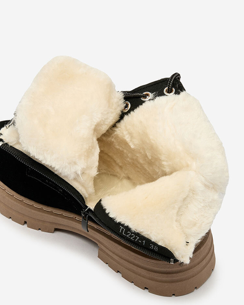 Royalfashion Чорно-коричневі жіночі утеплені черевики-трапери Radoras