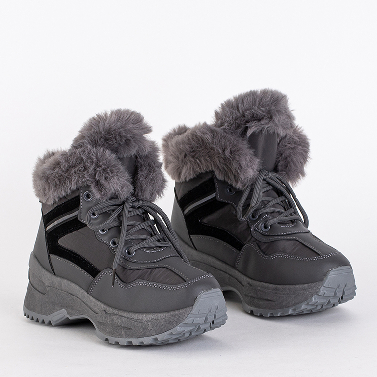 Dámské eko kožené sněhule šedé Qert- Obuv