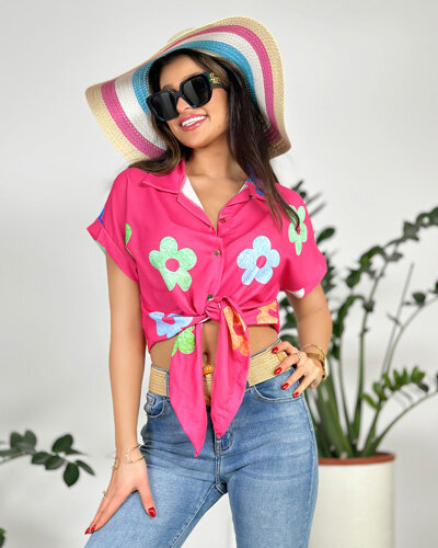 Royalfashion Dámská krátká květovaná košile