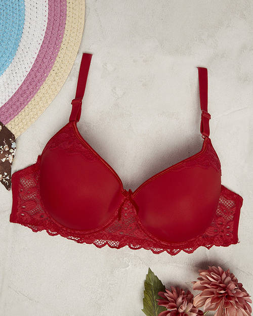 Жіночий мереживний бюстгальтер червоного кольору - Нижня білизна