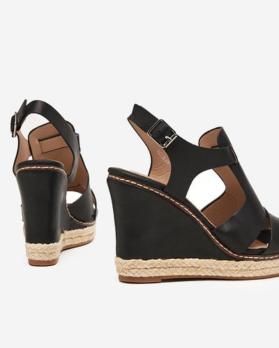 Černé dámské sandály na klínku Clack - Boty