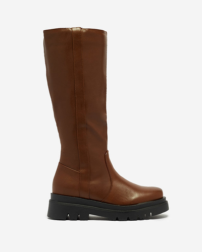 Dámské nadkolenky z ekokůže v barvě camel Roterika - Obuv