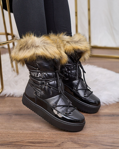 Royalfashion Чорні черевики-сліпони a'la снігоступи для жінок Gomllo