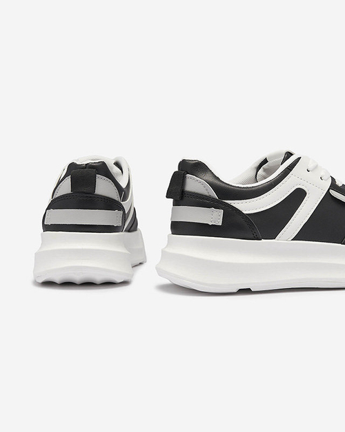 Жіночі повсякденні спортивні туфлі з екошкіри чорного кольору з білими вставками Netiris - Взуття