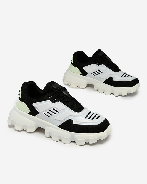 Royalfashion Біло-чорні тканинні спортивні кросівки для чоловіків Lamkim