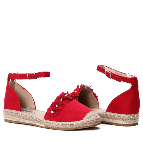 Czerwone, odkryte espadryle- Obuwie
