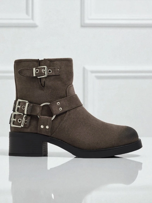 Жіночі ботильйони з екозамші з пряжками Valtos