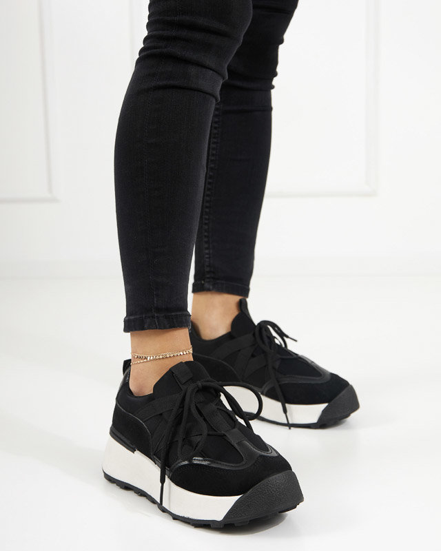 OUTLET Černá dámská sportovní obuv s vyšší podrážkou Kanislo - Obuv