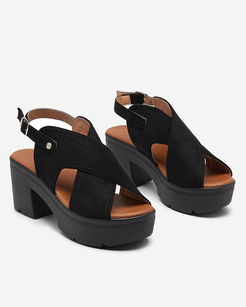 Чорні босоніжки на підборах Mihele