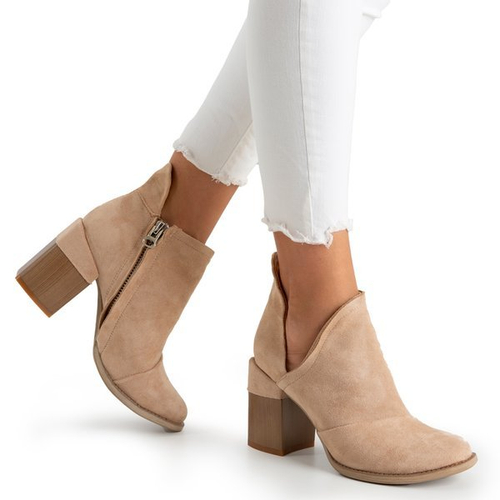 Бежеві жіночі ботильйони з вирізами Cintura - Взуття
