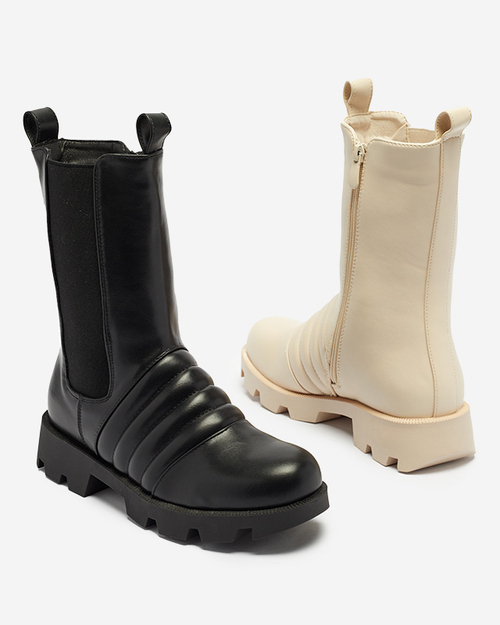 Бежеві жіночі черевики на потовщеній підошві з тисненням Ferita- Footwear