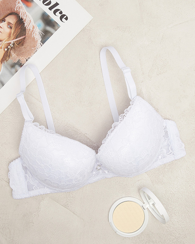Білий жіночий мереживний бюстгальтер - Жіноча білизна