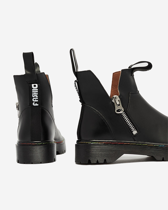 Černé dámské kozačky z eko kůže se zipem Odeta - Obuv