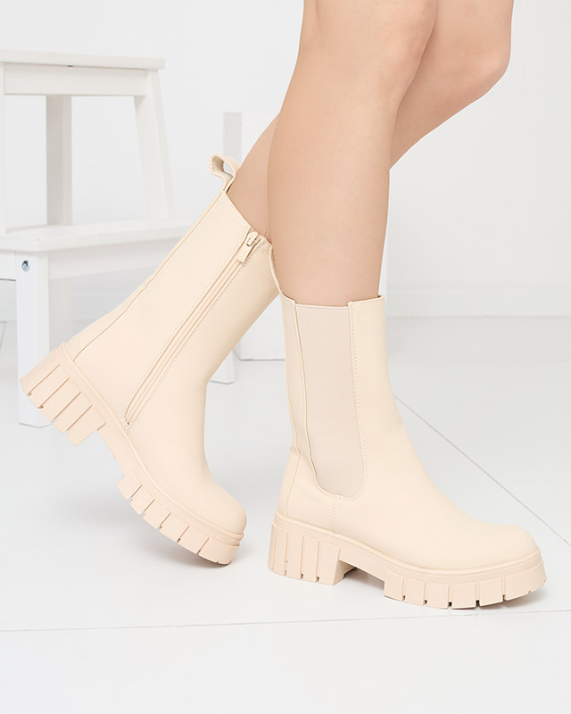 Dámské krémové vysoké zateplené kozačky Otika - Obuv