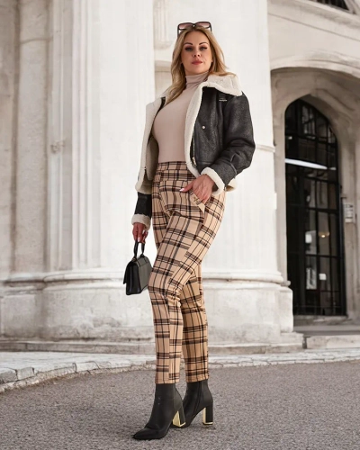 Royalfashion Zateplené dámské tegínové kalhoty PLUS SIZE