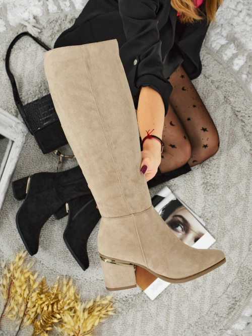 Жіночі чоботи еко замшеві на підборах-стовпчику Niefio