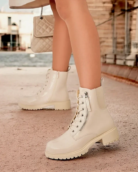 Royalfashion Béžové dámské boty z ekokůže Gaddaxa