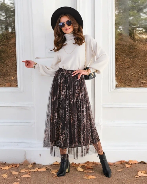 Блізько струму MIDI-спідниця для жінок Royalfashion з оздобленим тюлем