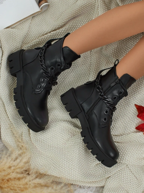Еко шкіряні жіночі ботильйони Anviq на шнурівці