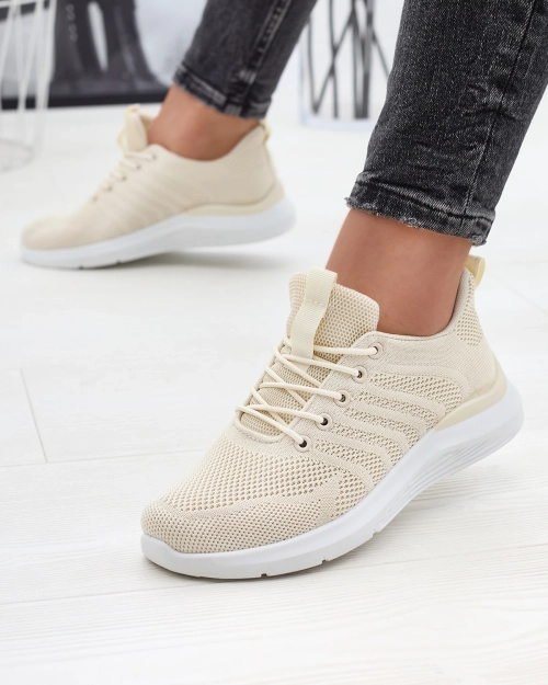 Кремові жіночі тканинні спортивні кросівки Bofia - Взуття
