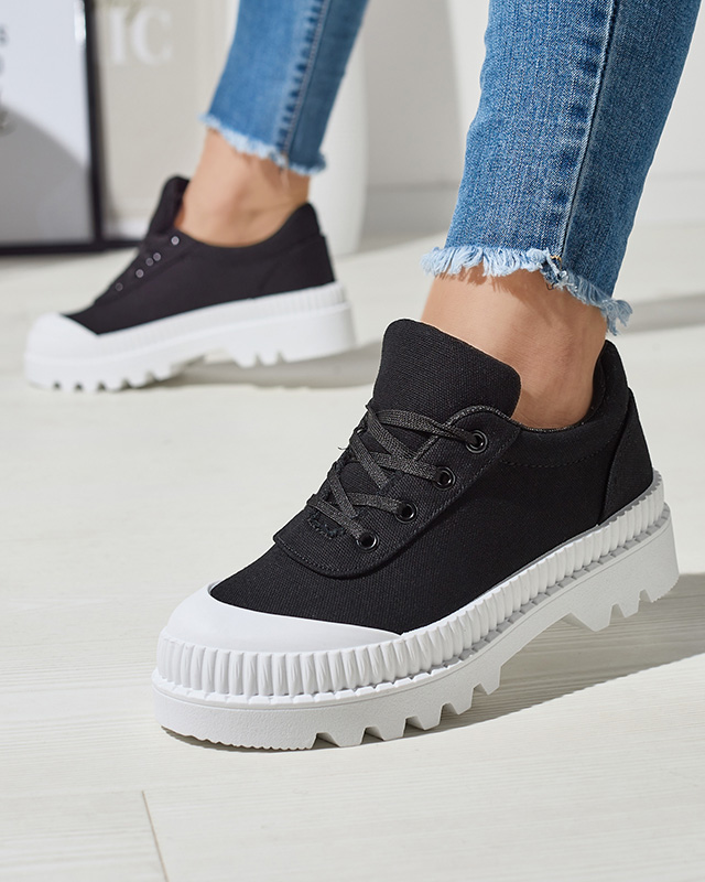 Dámské černé tenisky s bílou Comp podrážkou - Obuv