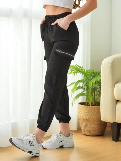 Pantaloni Elenna Sportovní Dlouhé Černé s Kapsou