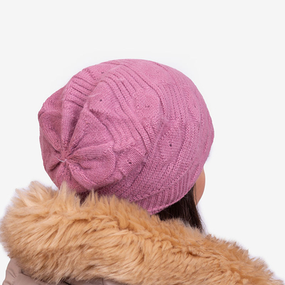 Tmavě růžová dámská teplá dvouvrstvá čepice - Doplňky