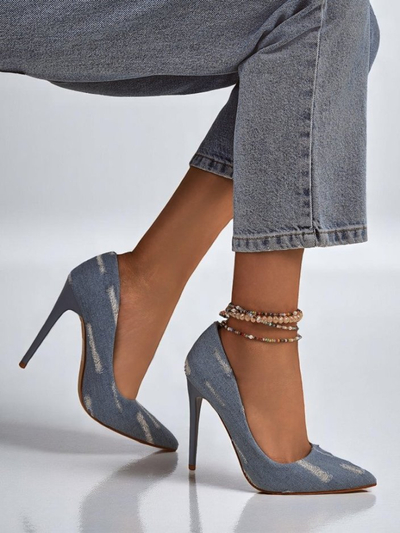 Royalfashion Dámské lodičky na vysokém podpatku Denim Chic
