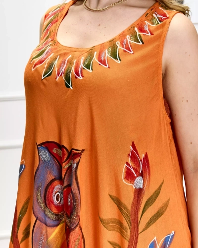 Dámský přehoz na postel s oranžovým potiskem - Oblečení