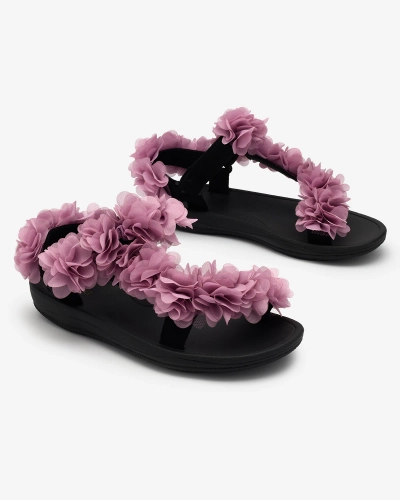 Royalfashion Tmavě růžové dámské sandály s květy Alferroy