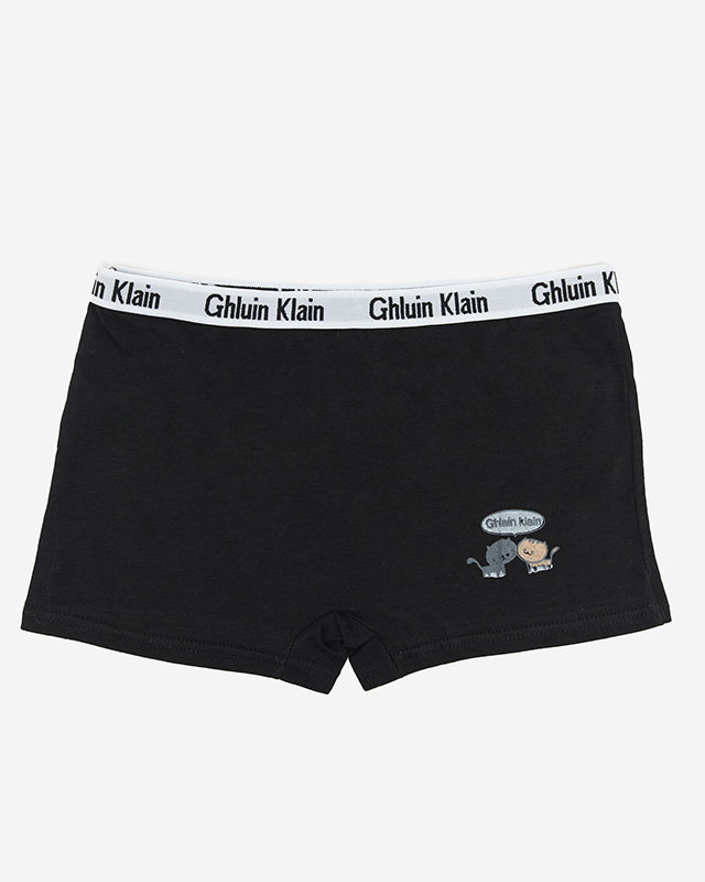 Dámské černé uniformní boxerky s potiskem- Spodní prádlo