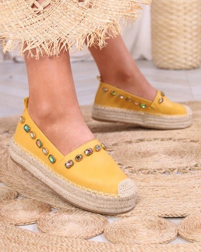 Žluté dámské espadrilky s krystaly Ziennie - Obuv