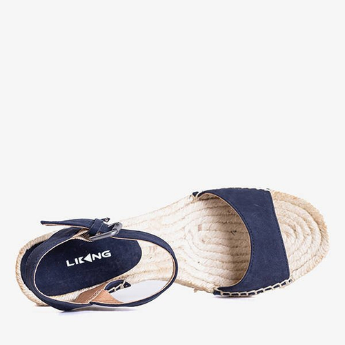 Темно-сині жіночі босоніжки на танкетці Bieruma