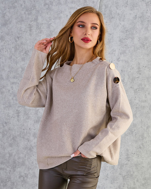 Royalfashion Тонкий жіночий светр з декором на плечах