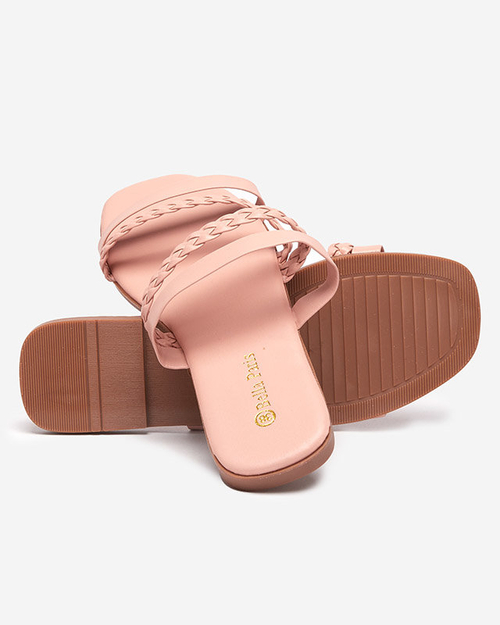 Жіночі рожеві тапочки з екошкіри на ремінцях Boresi - Shoes