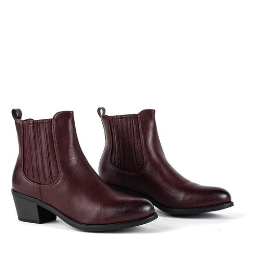 Бордові ковбоські черевики на низькому каблуці Westernias - Взуття