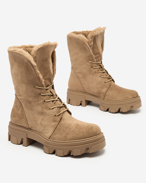 Royalfashion Світло-коричневі жіночі черевики на шнурівці Cavenma