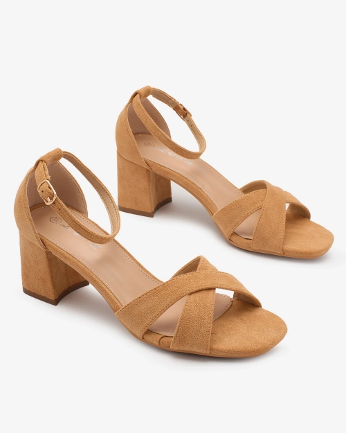 Royalfashion Світло-коричневі жіночі босоніжки з екозамші Harmony Heels