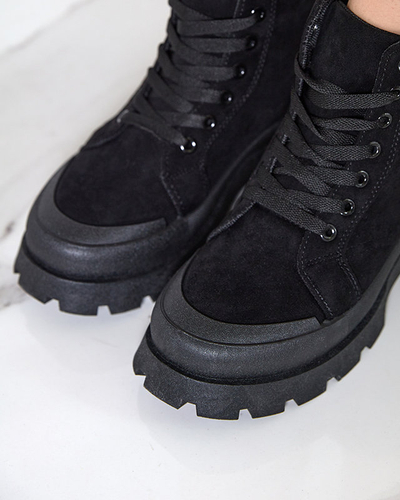 Dámské černé kozačky s eko semišem Lolut- Footwear