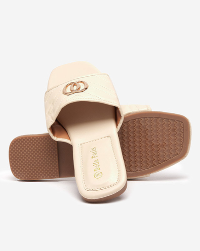 Жіночі бежеві тапочки з екошкіри з золотим декором Daliso - Взуття