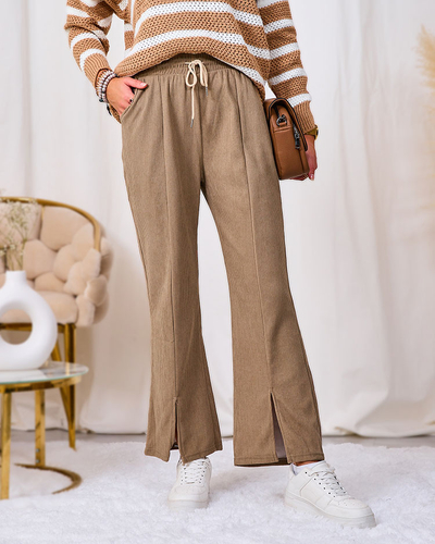Royalfashion Khaki manšestrové dámské kalhoty